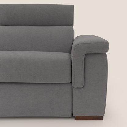 Giunone divano letto con materasso alto 18 cm e poggiatesta reclinabili in tessuto impermeabile T02 grigio 
