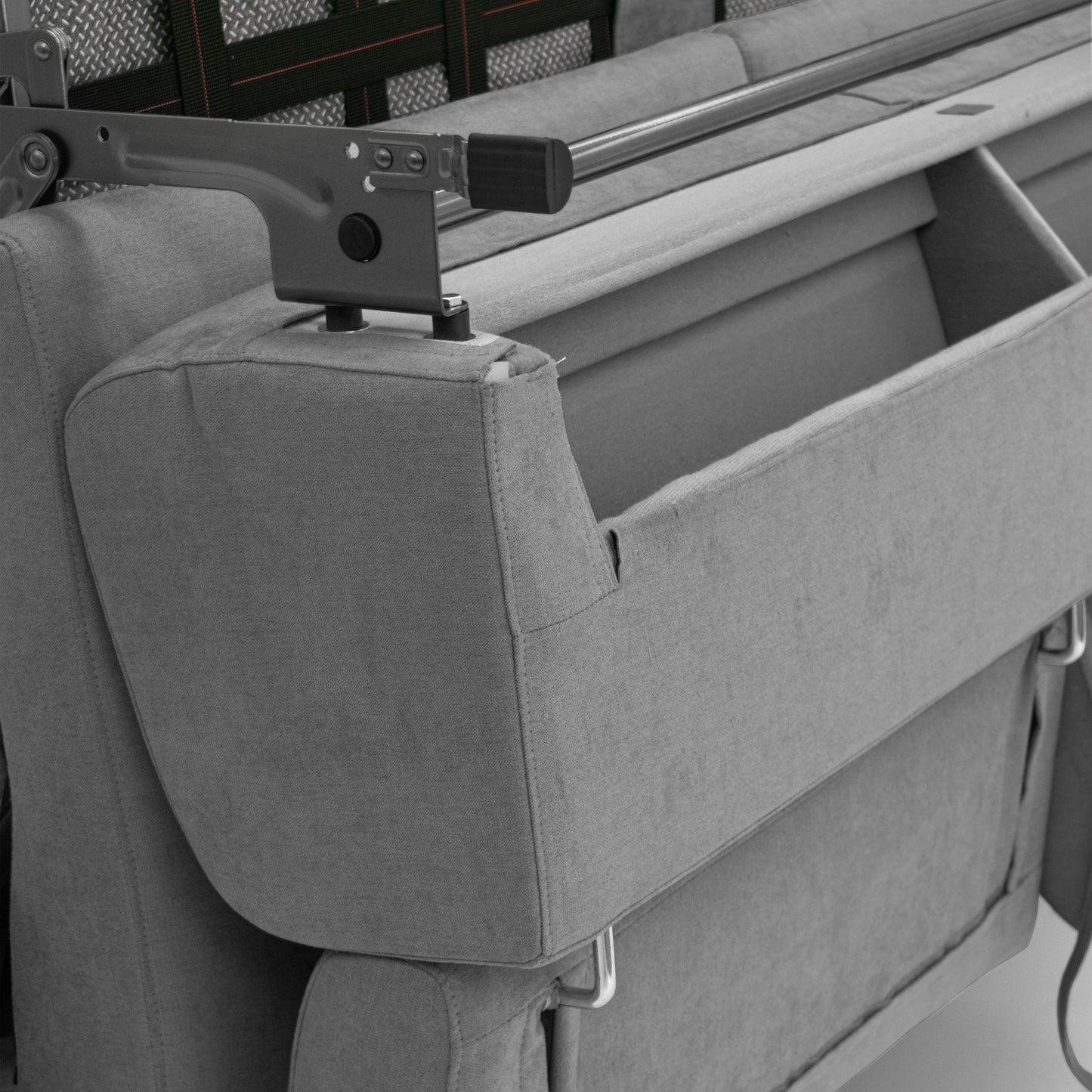 Bjorn divano letto sfoderabile con materasso H18 cm e poggiatesta reclinabili in tessuto impermeabile T02 grigio