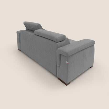 Giunone divano letto con materasso alto 18 cm e poggiatesta reclinabili in tessuto impermeabile T02 grigio 