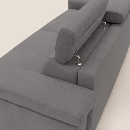 Giunone divano letto con materasso alto 18 cm e poggiatesta reclinabili in tessuto impermeabile T02 grigio 