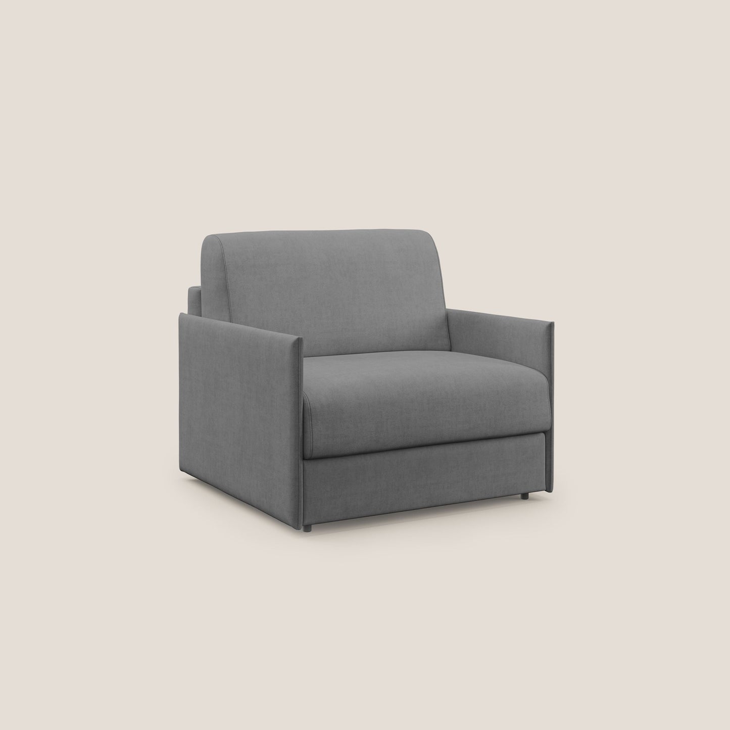 Evans poltrona letto in morbido tessuto impermeabile T02 grigio