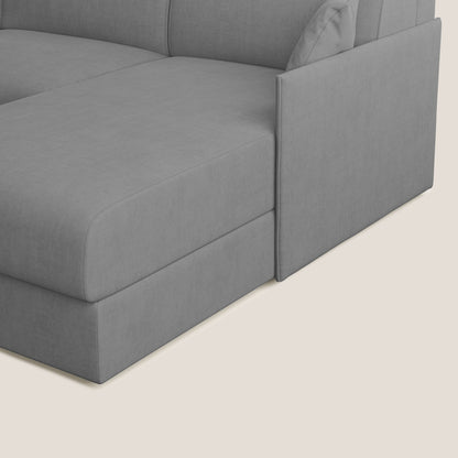 Evans Divano letto angolare con penisola in morbido tessuto impermeabile T02 grigio