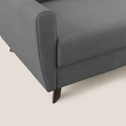 Callisto Divano letto angolare con penisola in tessuto morbido impermeabile T02 grigio