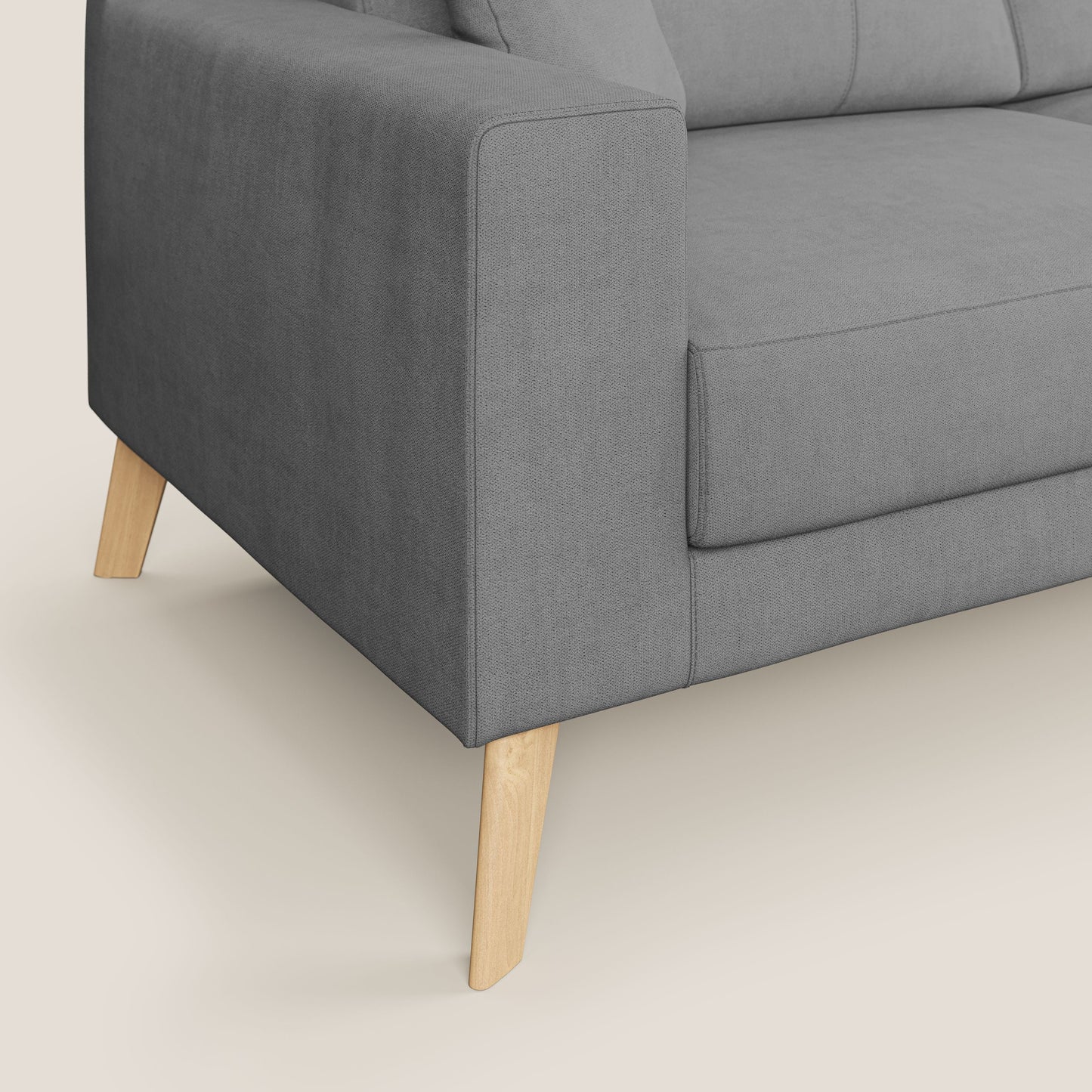 Divano danese moderno in tessuto morbido impermeabile T02 grigio