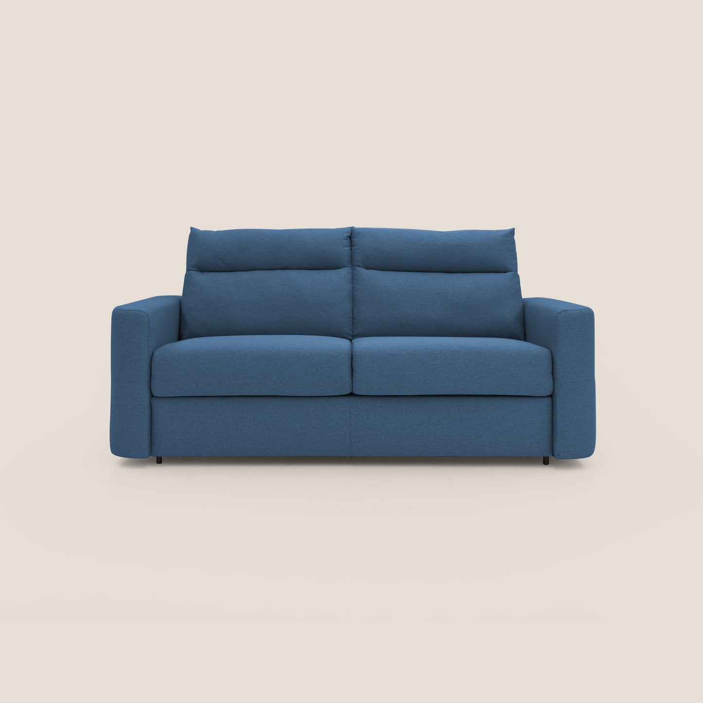 Cupido Divano letto materasso H18 cm e schienale alto in tessuto impermeabile simil cotone T13 blu