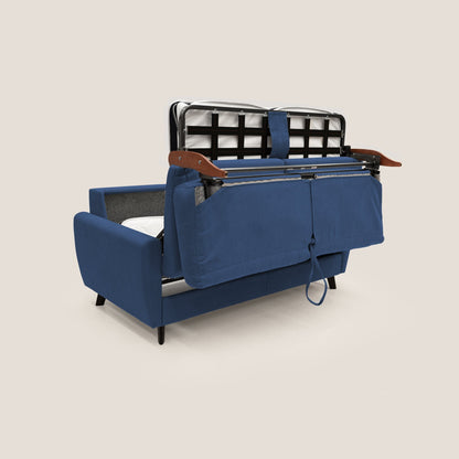 Callisto Divano letto matrimoniale in tessuto morbido impermeabile T02 blu