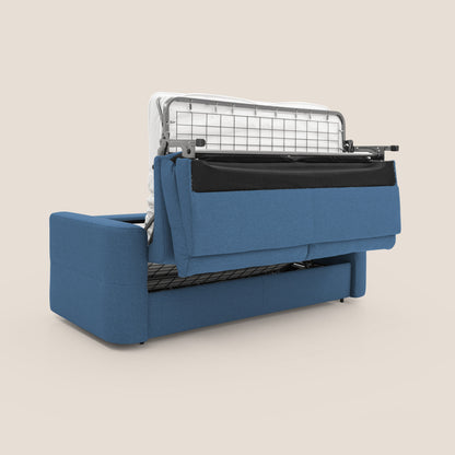 Cupido Divano letto materasso H18 cm e schienale alto in tessuto impermeabile simil cotone T13 blu