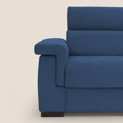 Bjorn divano letto sfoderabile con materasso H18 cm e poggiatesta reclinabili in tessuto impermeabile T02 blu