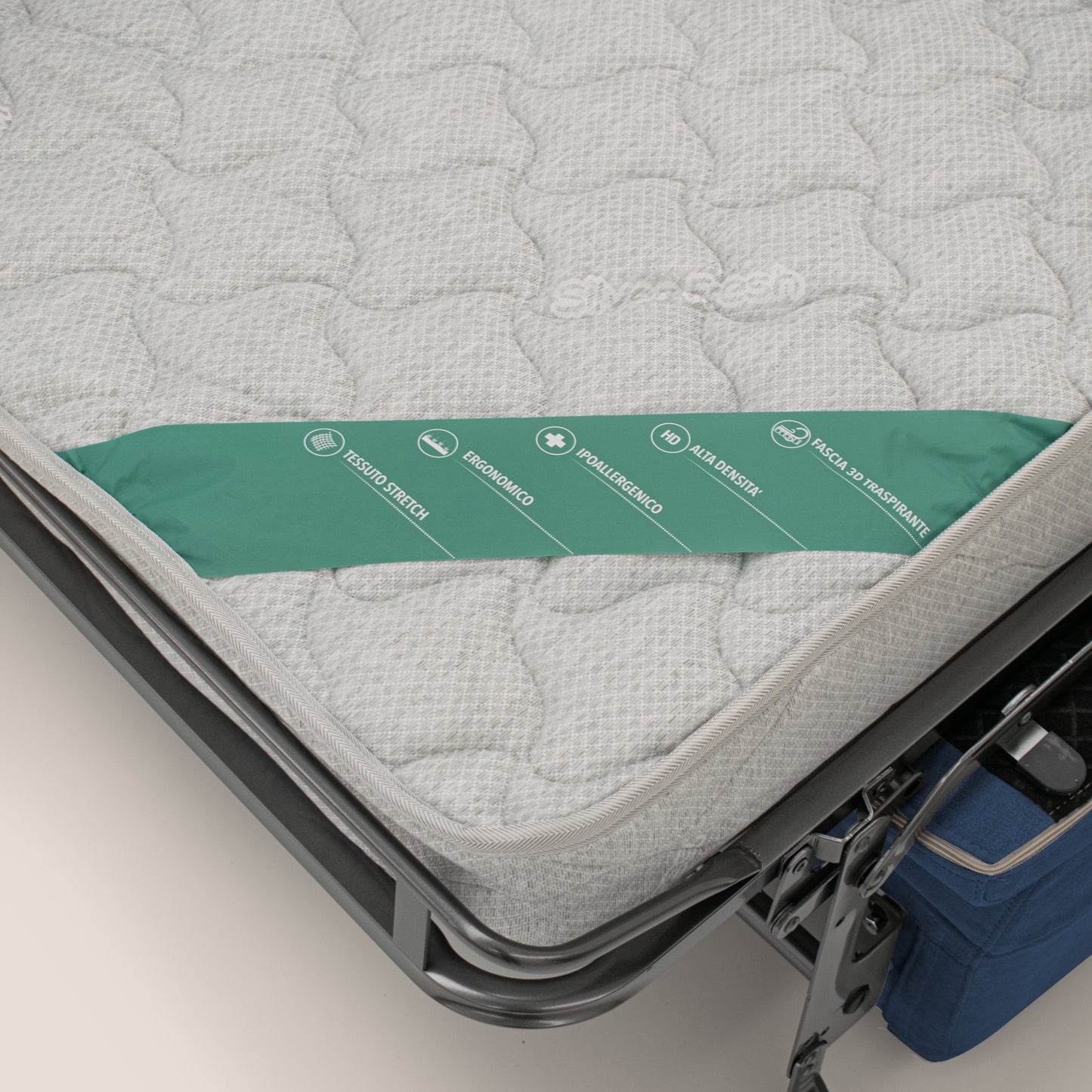 Bjorn divano letto sfoderabile con materasso H18 cm e poggiatesta reclinabili in tessuto impermeabile T02 blu