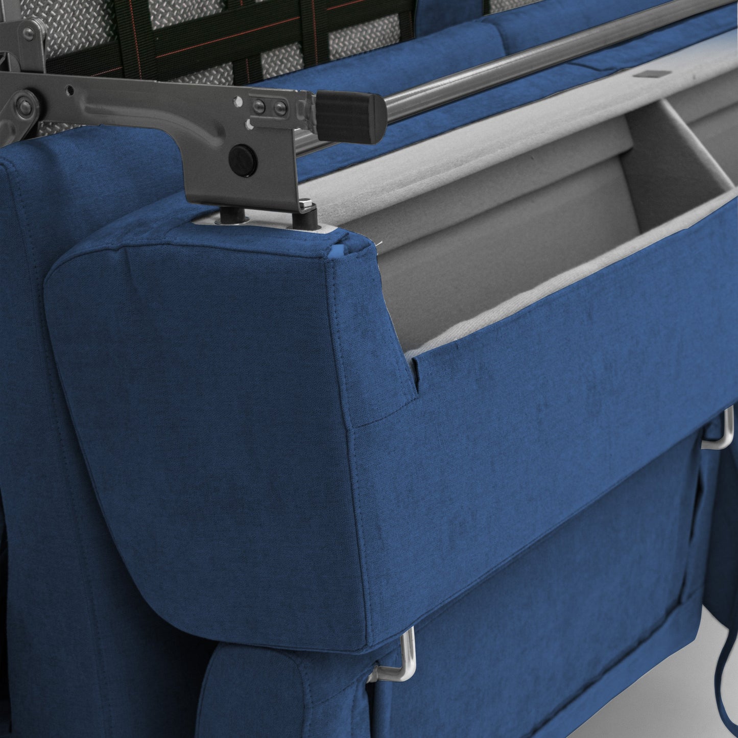 Bjorn divano letto sfoderabile con materasso H18 cm e poggiatesta reclinabili in tessuto impermeabile T02 blu