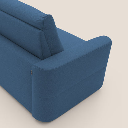 Cupido Divano letto materasso H18 cm e schienale alto in tessuto impermeabile simil cotone T13 blu