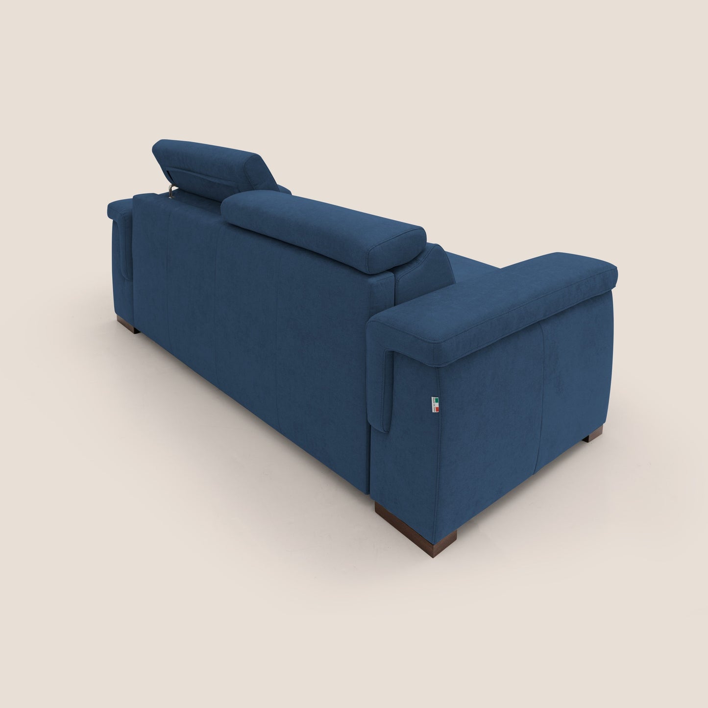 Giunone divano letto con materasso alto 18 cm e poggiatesta reclinabili in tessuto impermeabile T02 blu 