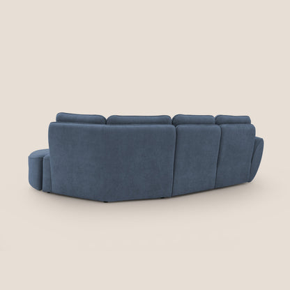 Cerbero divano angolare con pouf mobile in morbido bouclé impermeabile T07 blu