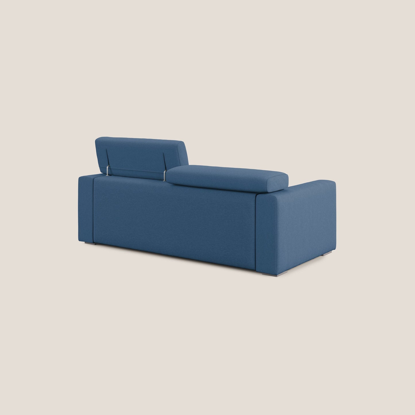 Dylan divano allungabile con pouf estraibile poggiapiedi in tessuto simil cotone impermeabile T13 blu