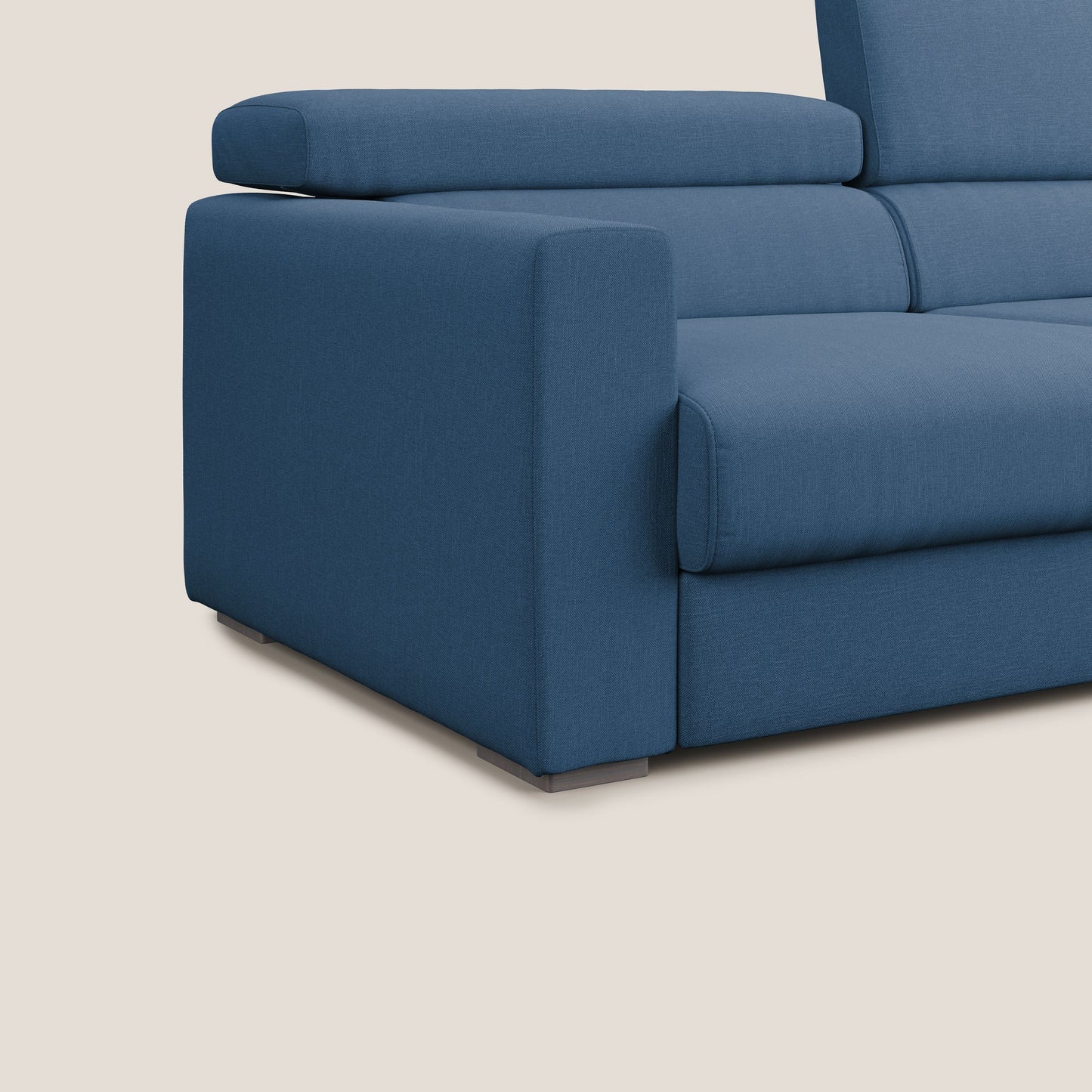 Dylan divano allungabile con pouf estraibile poggiapiedi in tessuto simil cotone impermeabile T13 blu