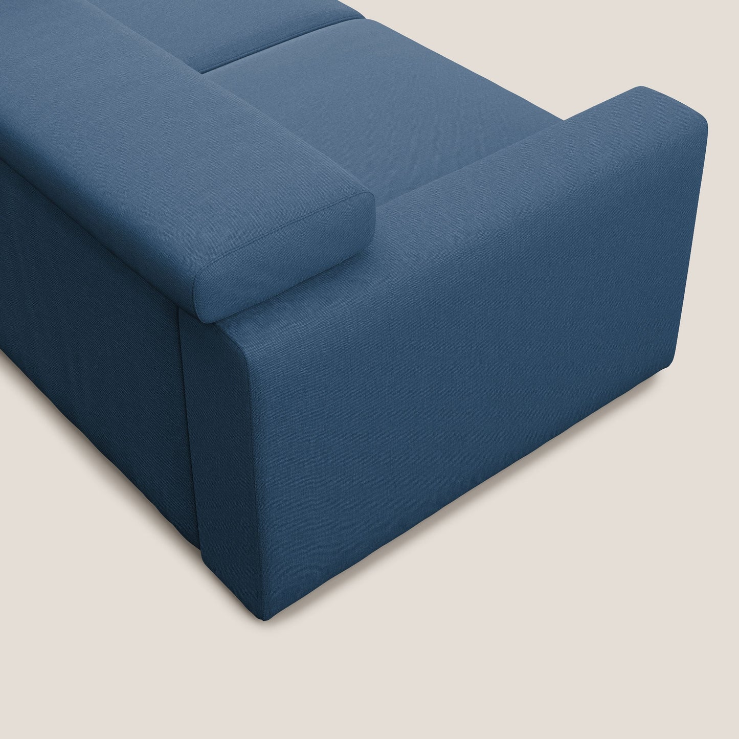 Dylan divano allungabile con pouf estraibile poggiapiedi in tessuto simil cotone impermeabile T13 blu