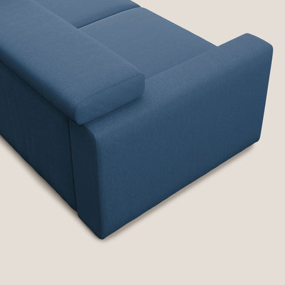 Dylan divano allungabile con pouf estraibile poggiapiedi in tessuto simil cotone impermeabile T13 blu