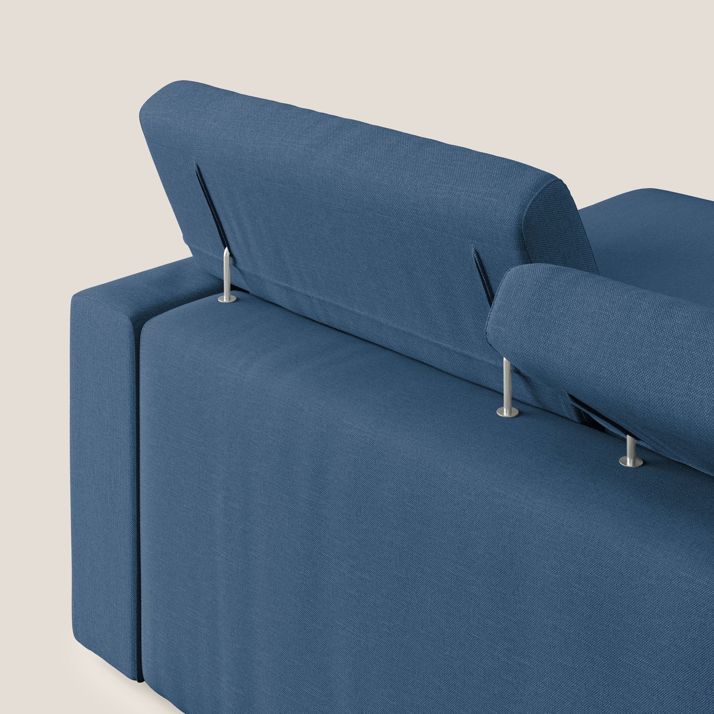 Dylan divano angolare con pouf estraibile poggiapiedi in tessuto simil cotone impermeabile T13 blu