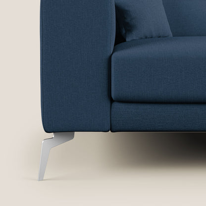 Blade Divano moderno angolare con poggiatesta reclinabili in tessuto impermeabile simil-cotone T13 blu