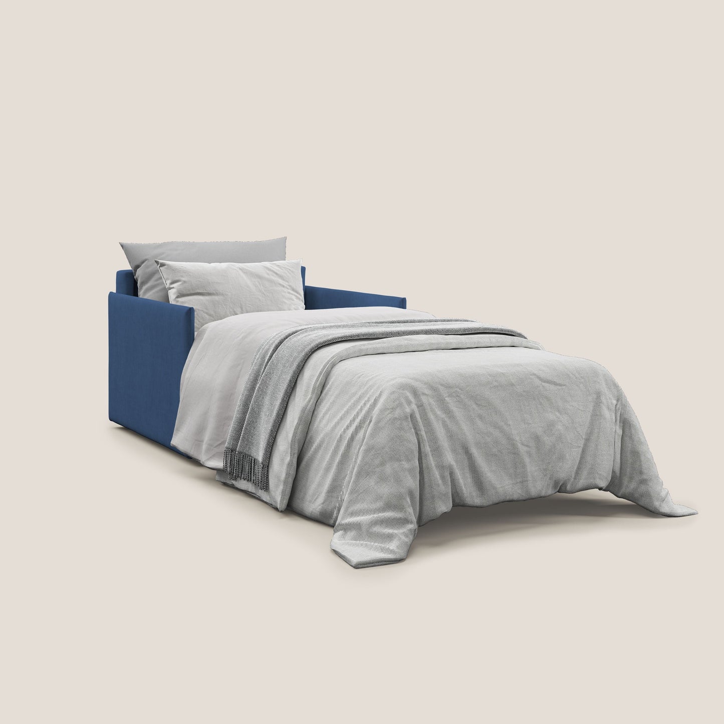 Evans poltrona letto in morbido tessuto impermeabile T02 blu