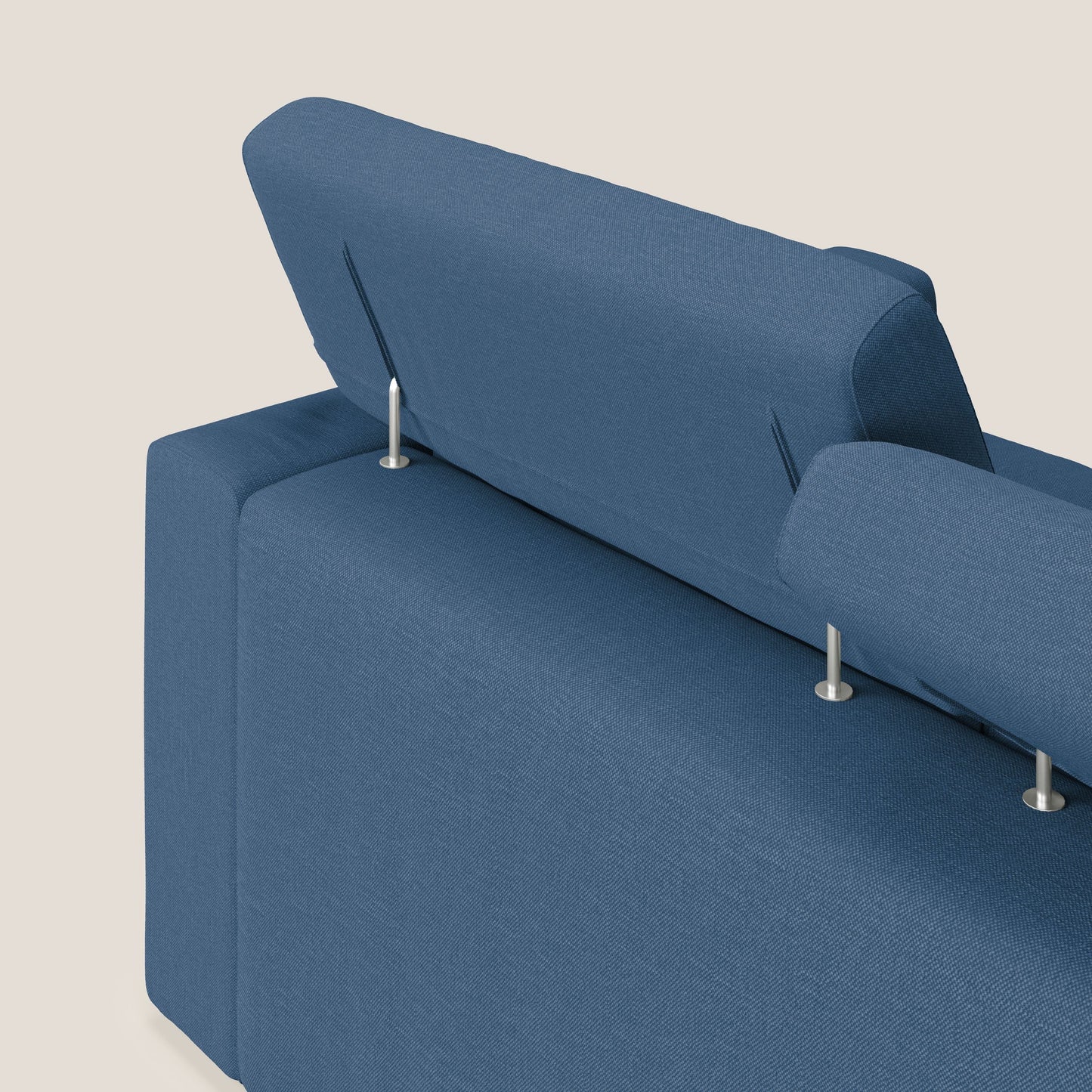 Dylan divano allungabile con pouf estraibile poggiapiedi in tessuto simil cotone impermeabile T13 blu