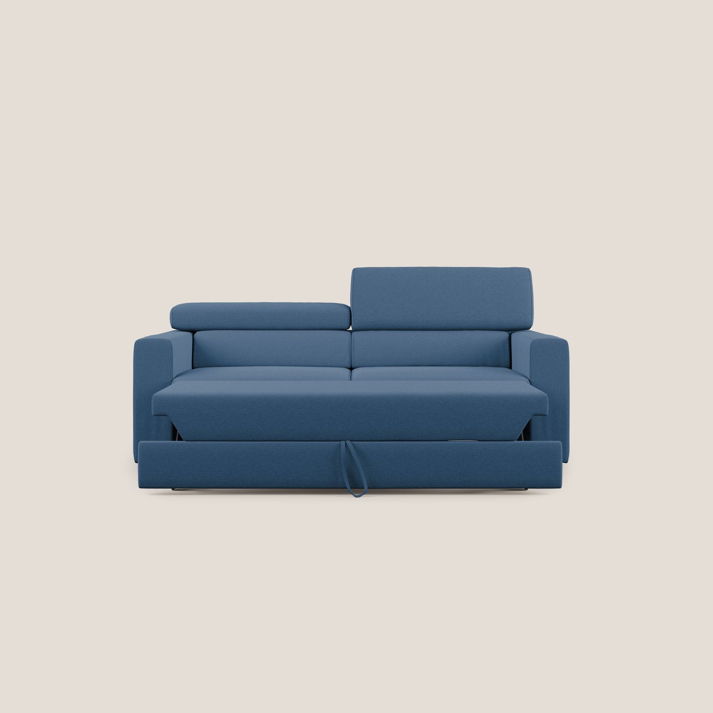 Dylan divano allungabile con pouf estraibile poggiapiedi in tessuto simil cotone impermeabile T13 blu