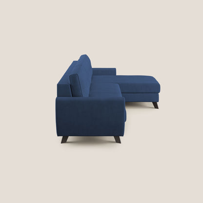 Callisto Divano letto angolare con penisola in tessuto morbido impermeabile T02 blu