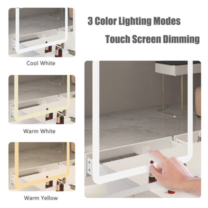 39.4'' Wide Makeup Vanity Set with Stool and Mirror