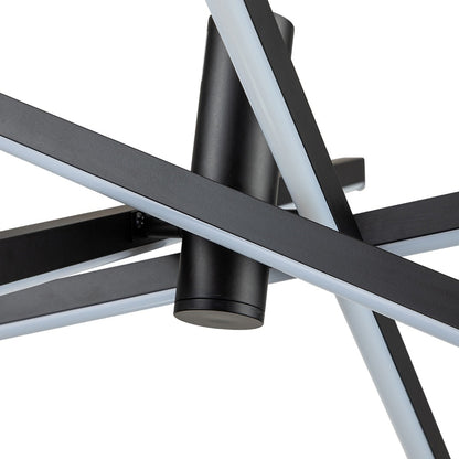 Black/ Gold Modern Aluminum LED Chandelier Linear Sputnik Ceiling Pendant Light for Living/ Dining Room/ Kitchen