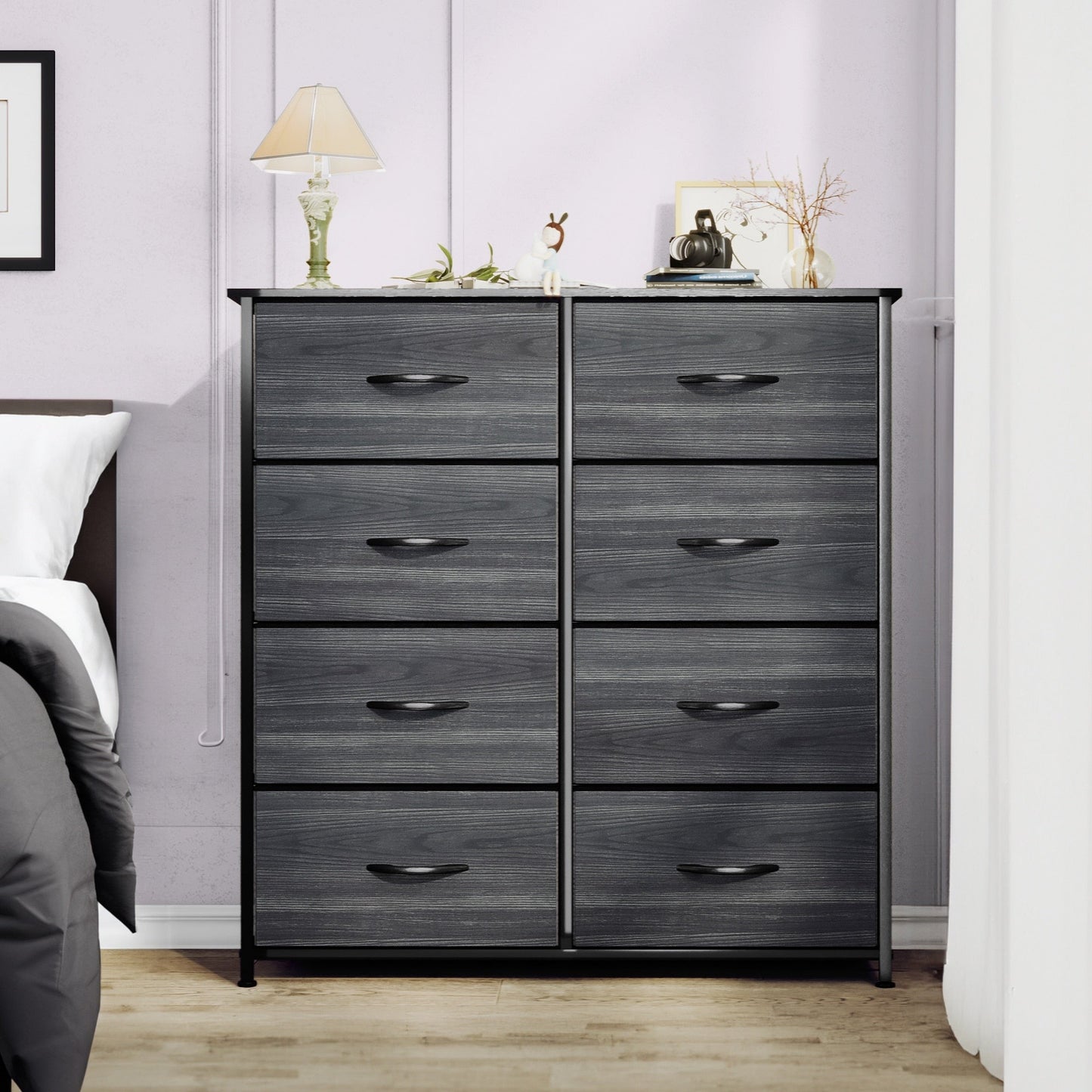 Modern 4/8/10-drawer Bedroom Fabric Dresser Storage Tower with Wood Top