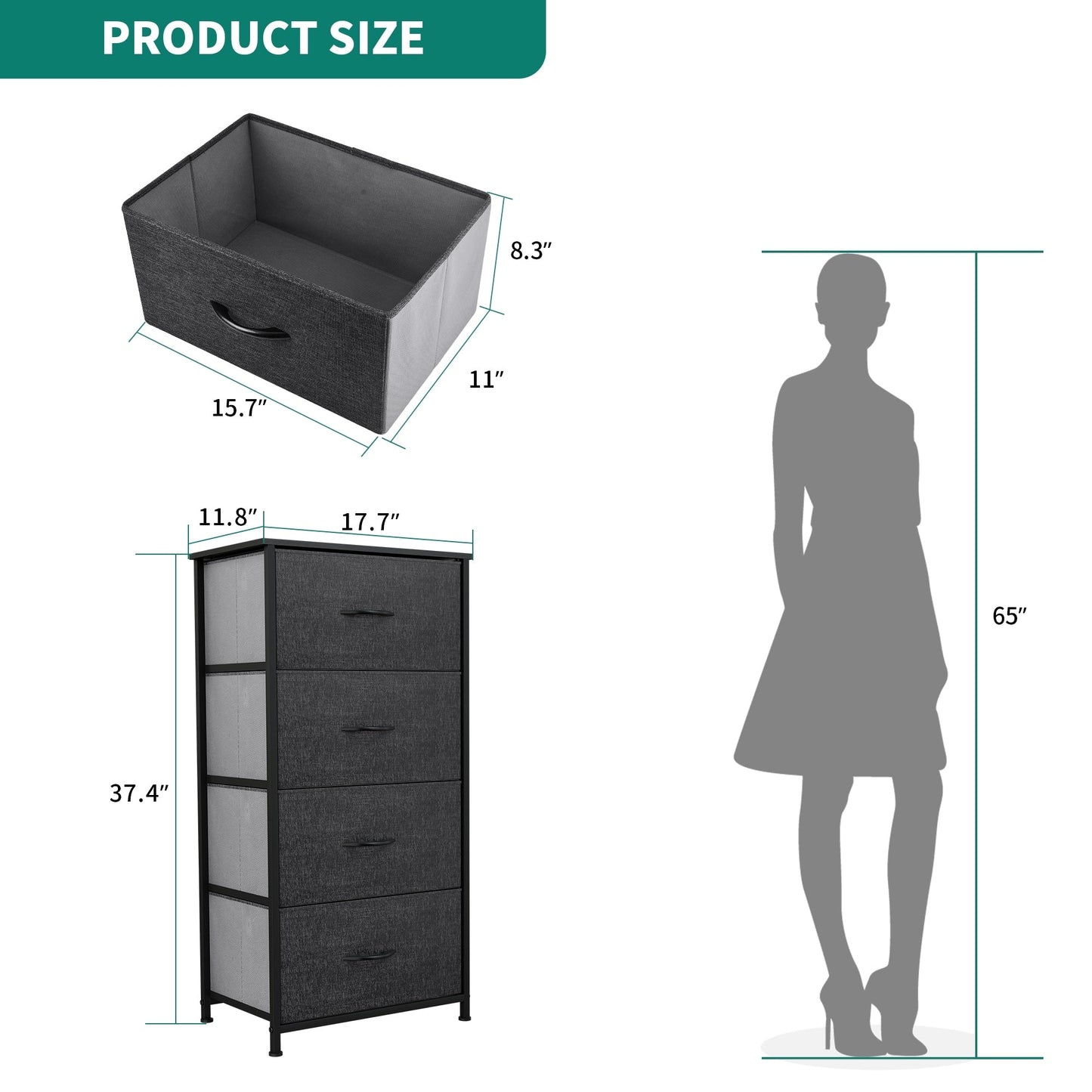 Modern 4/8/10-drawer Bedroom Fabric Dresser Storage Tower with Wood Top