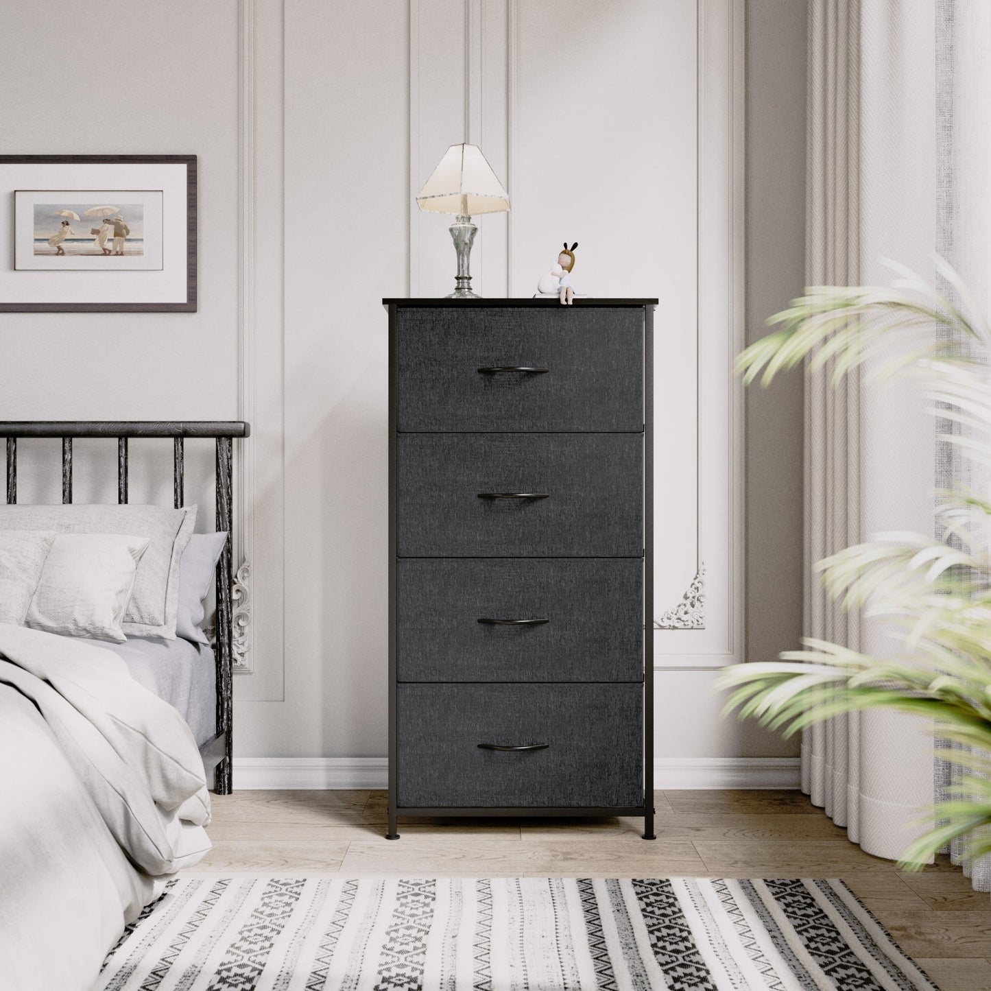 Modern 4/8/10-drawer Bedroom Fabric Dresser Storage Tower with Wood Top