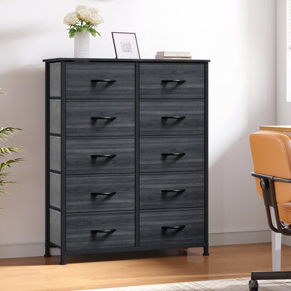 Modern 4/8/10-drawer Bedroom Fabric Dresser Storage Tower with Wood Top