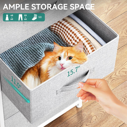 Modern 4/8/10-drawer Bedroom Fabric Dresser Storage Tower with Wood Top