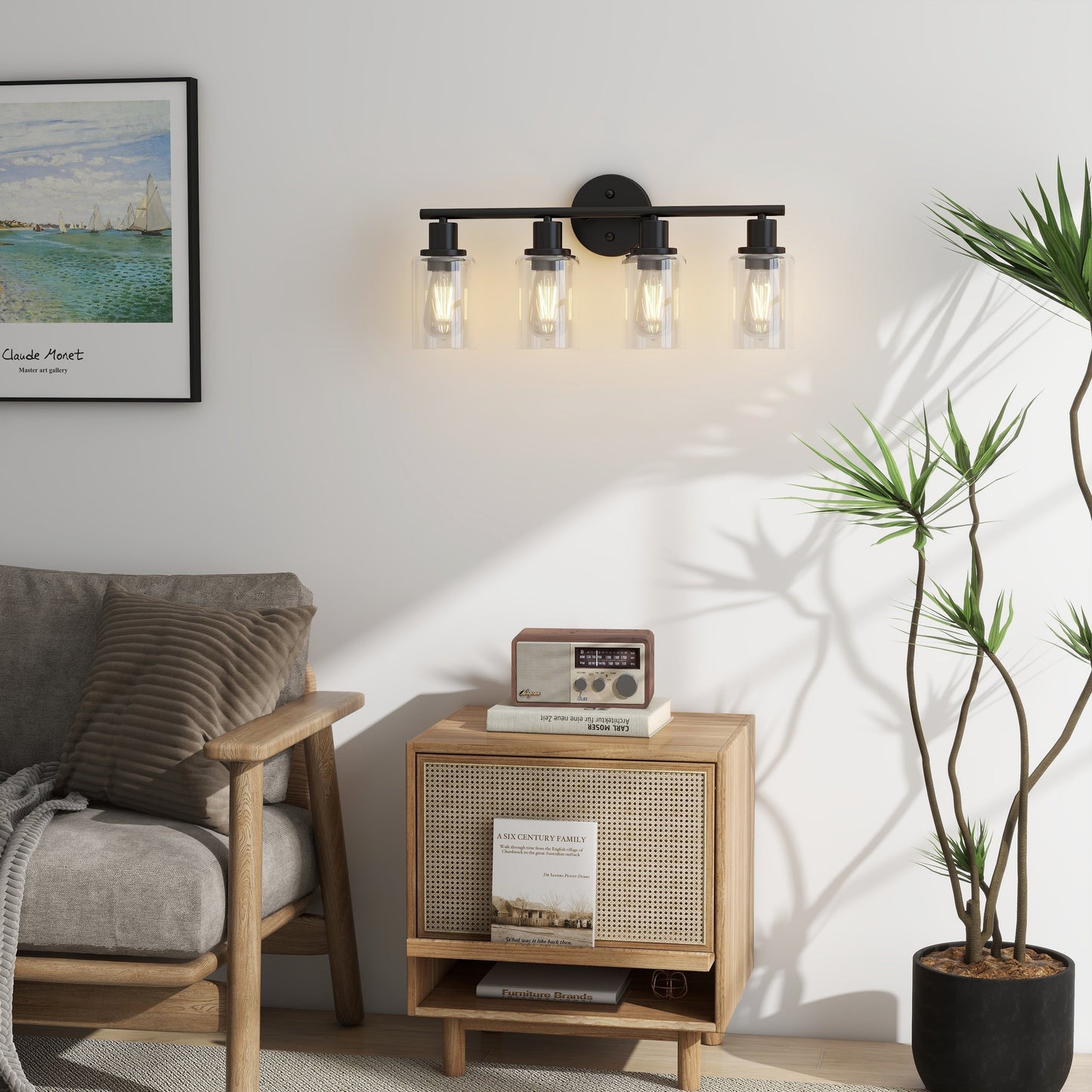 4-Light Bathroom Vanity Light with Clear Glass