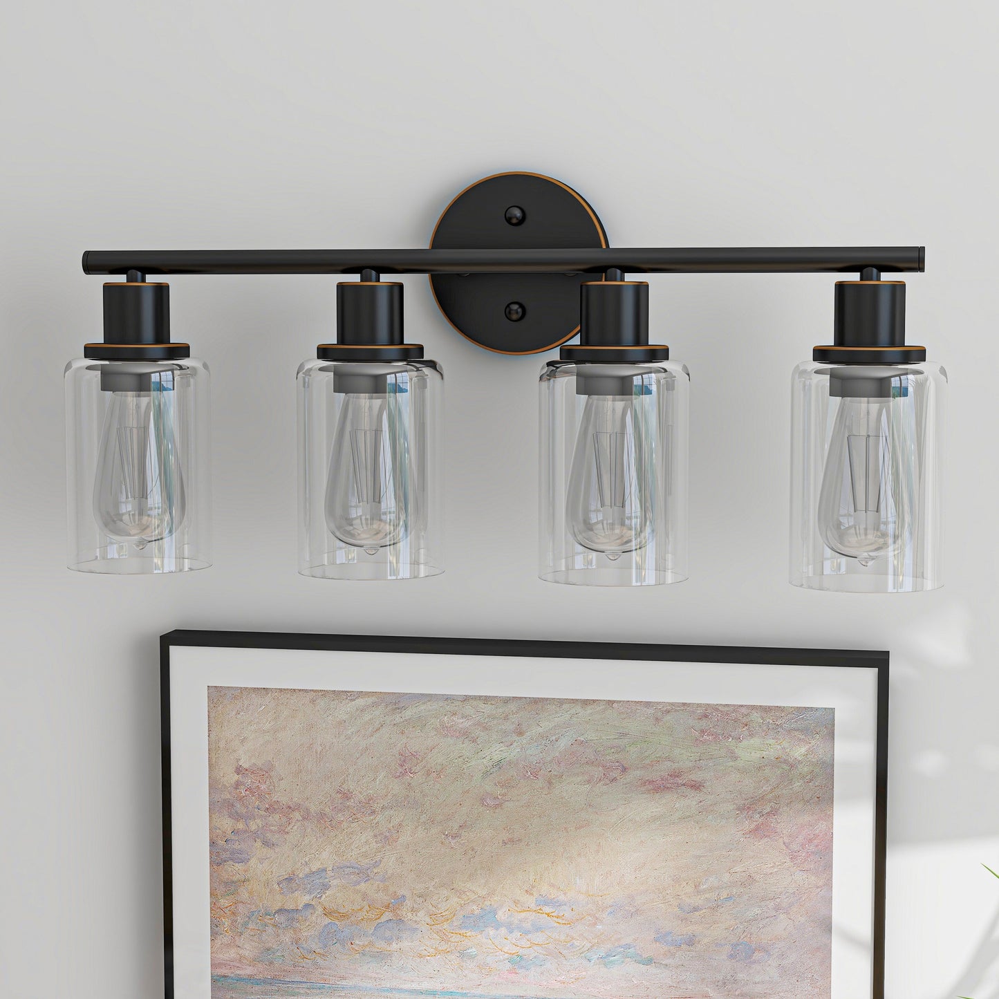 4-Light Bathroom Vanity Light with Clear Glass