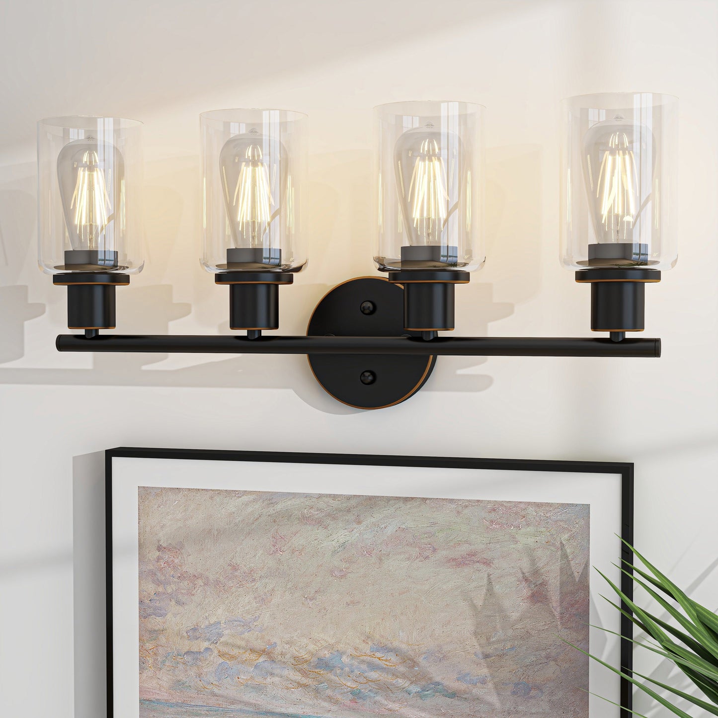 4-Light Bathroom Vanity Light with Clear Glass