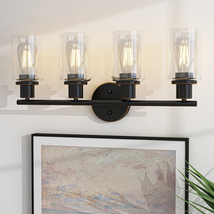 4-Light Bathroom Vanity Light with Clear Glass