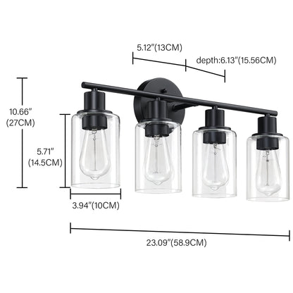 4-Light Bathroom Vanity Light with Clear Glass