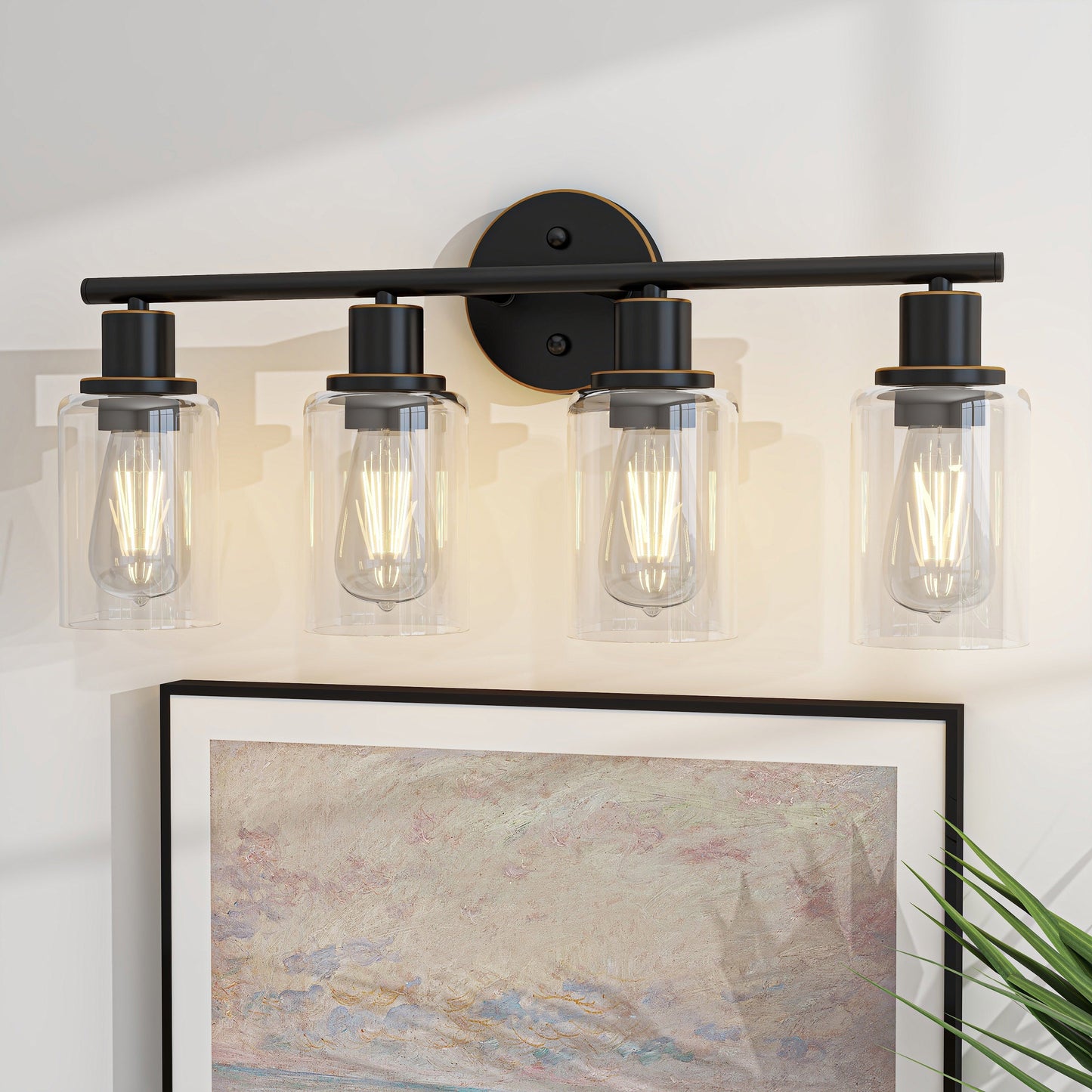 4-Light Bathroom Vanity Light with Clear Glass