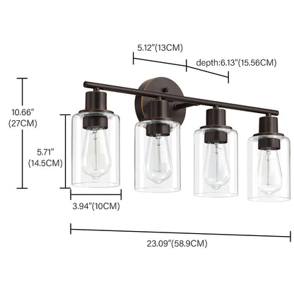 4-Light Bathroom Vanity Light with Clear Glass