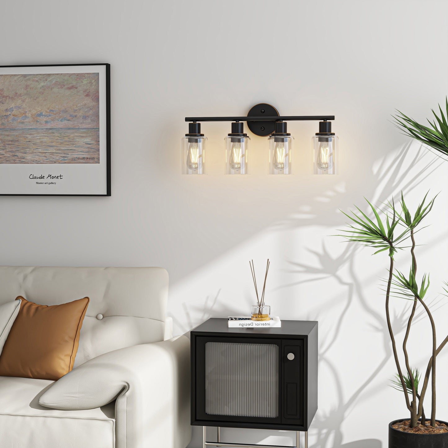 4-Light Bathroom Vanity Light with Clear Glass