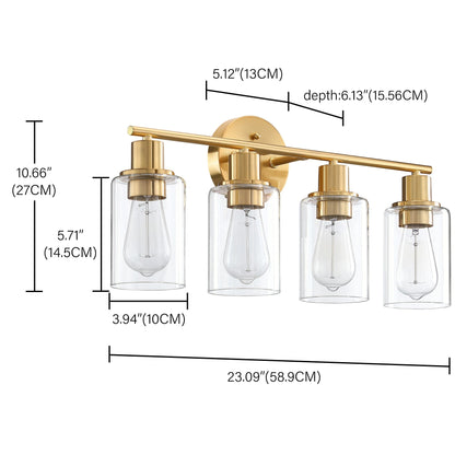 4-Light Bathroom Vanity Light with Clear Glass
