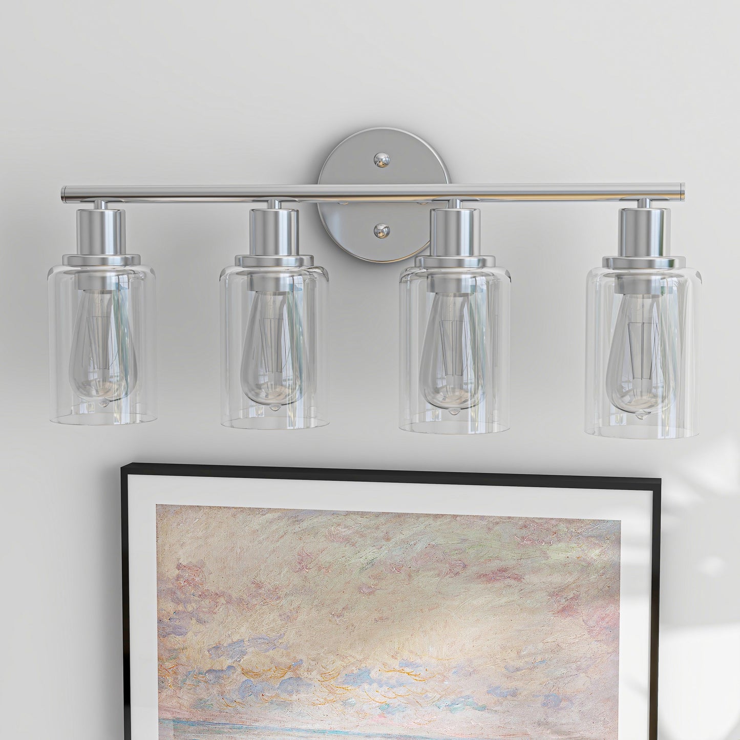 4-Light Bathroom Vanity Light with Clear Glass