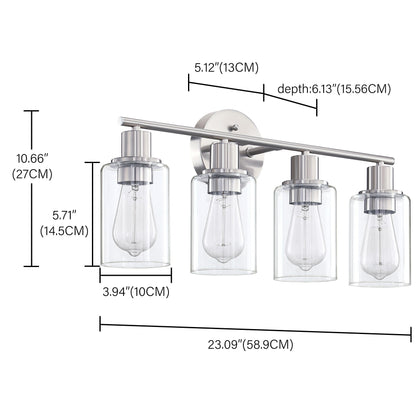 4-Light Bathroom Vanity Light with Clear Glass