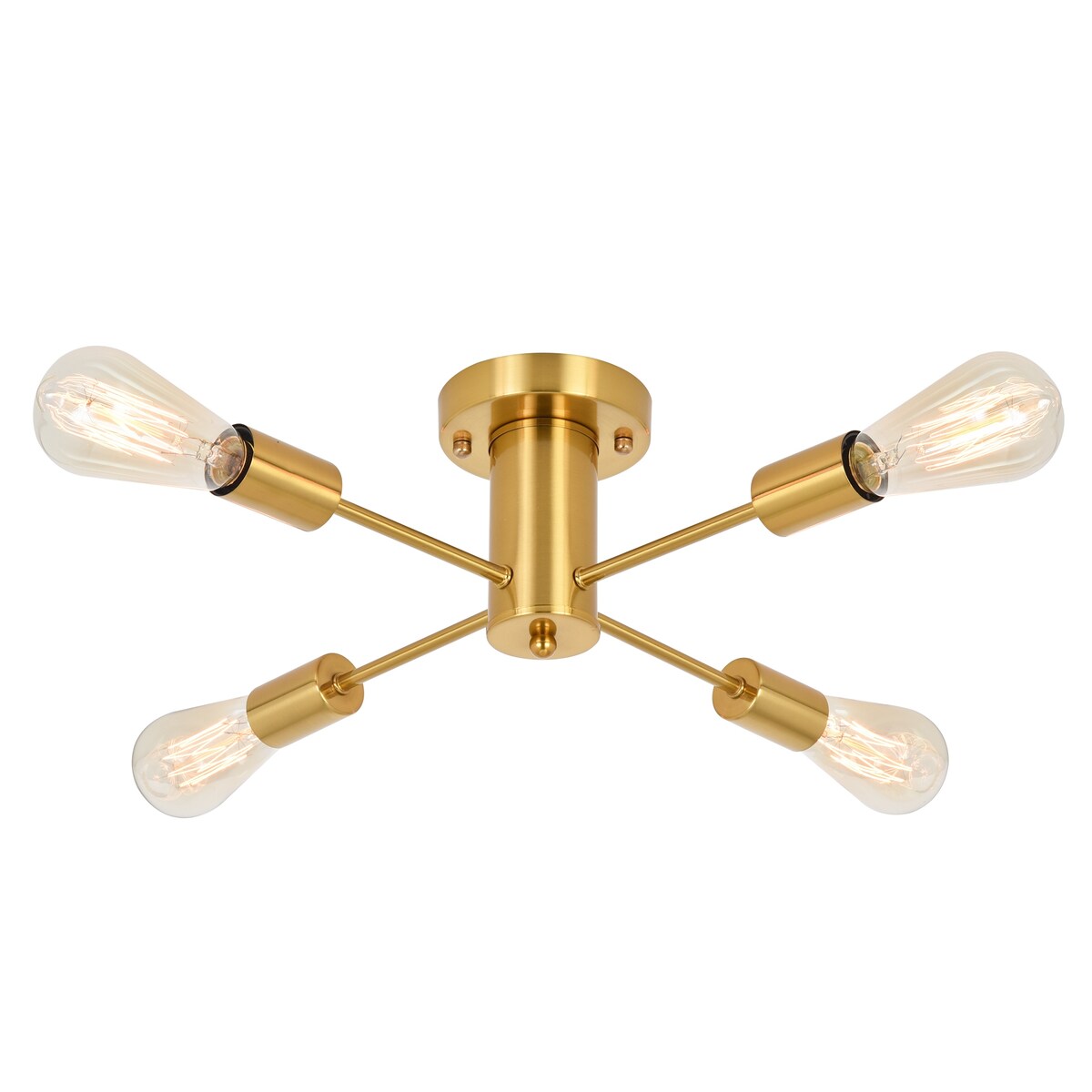 4-Light Industrial Semi Flush Mount Ceiling Light for Kitchen Dining Room Bedroom Study Living Room - N/A