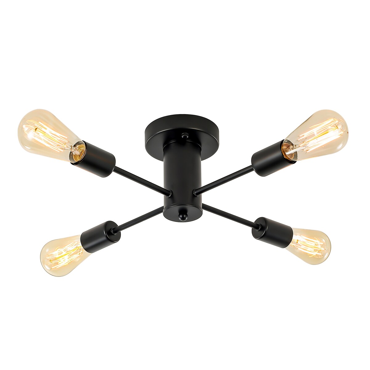 4-Light Industrial Semi Flush Mount Ceiling Light for Kitchen Dining Room Bedroom Study Living Room - N/A