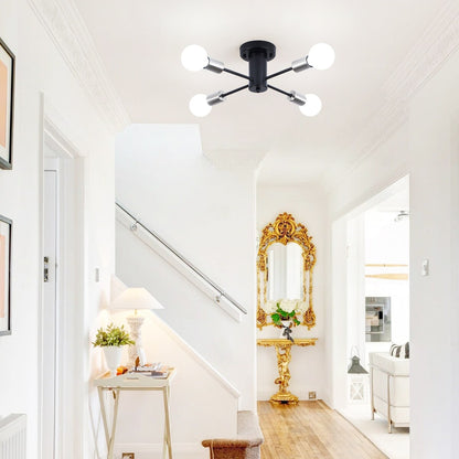 4-Light Industrial Semi Flush Mount Ceiling Light for Kitchen Dining Room Bedroom Study Living Room - N/A