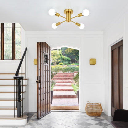 4-Light Industrial Semi Flush Mount Ceiling Light for Kitchen Dining Room Bedroom Study Living Room - N/A