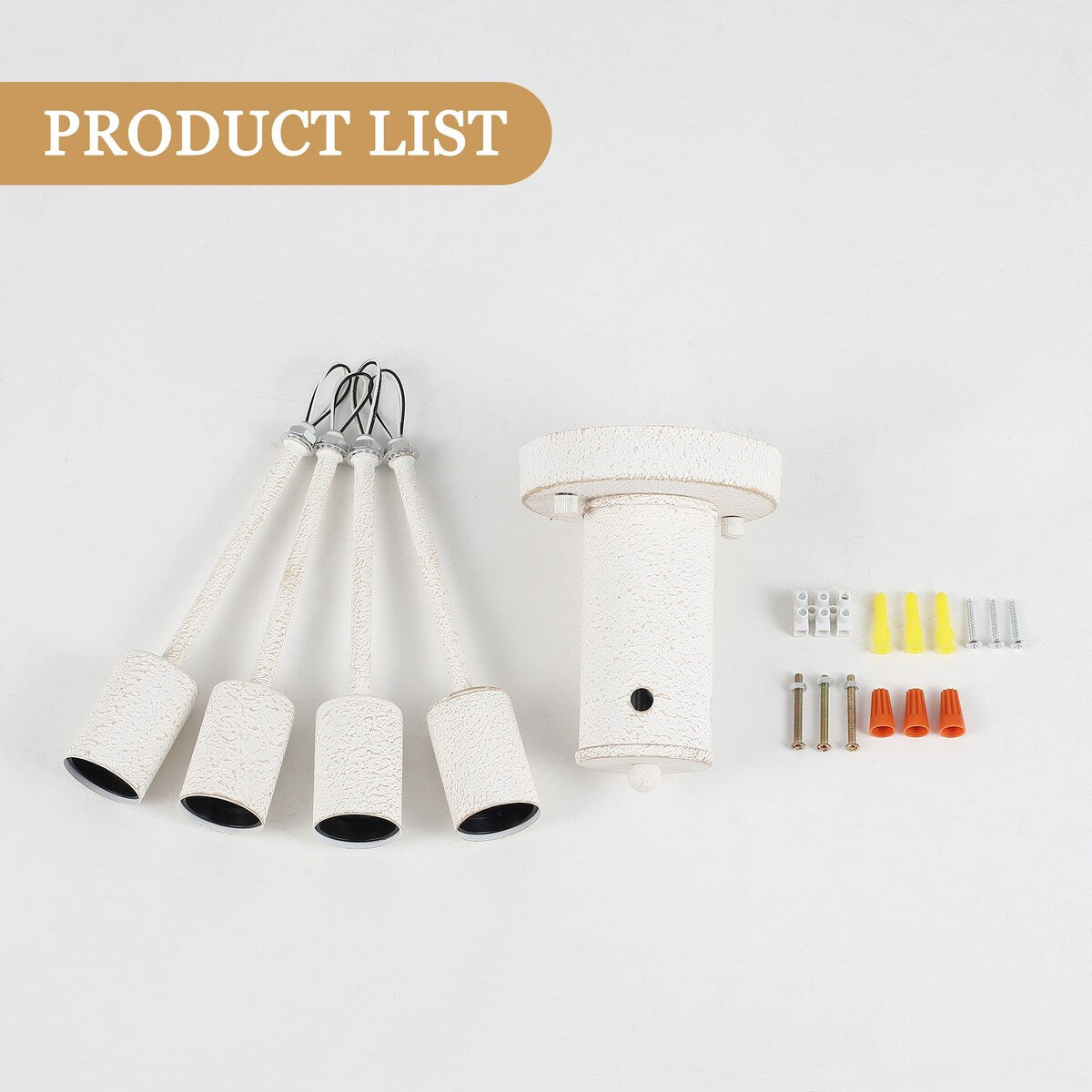 4-Light Industrial Semi Flush Mount Ceiling Light for Kitchen Dining Room Bedroom Study Living Room - N/A